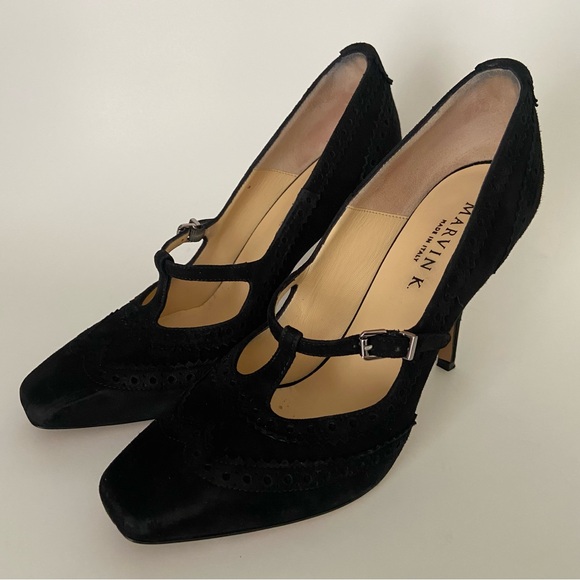 Marvin K Suede Heels Mary Jane Pumps Italy - Picture 1 of 16